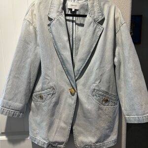 Current/Elliott Washed Light Blue Denim Blazer. It’s over sized